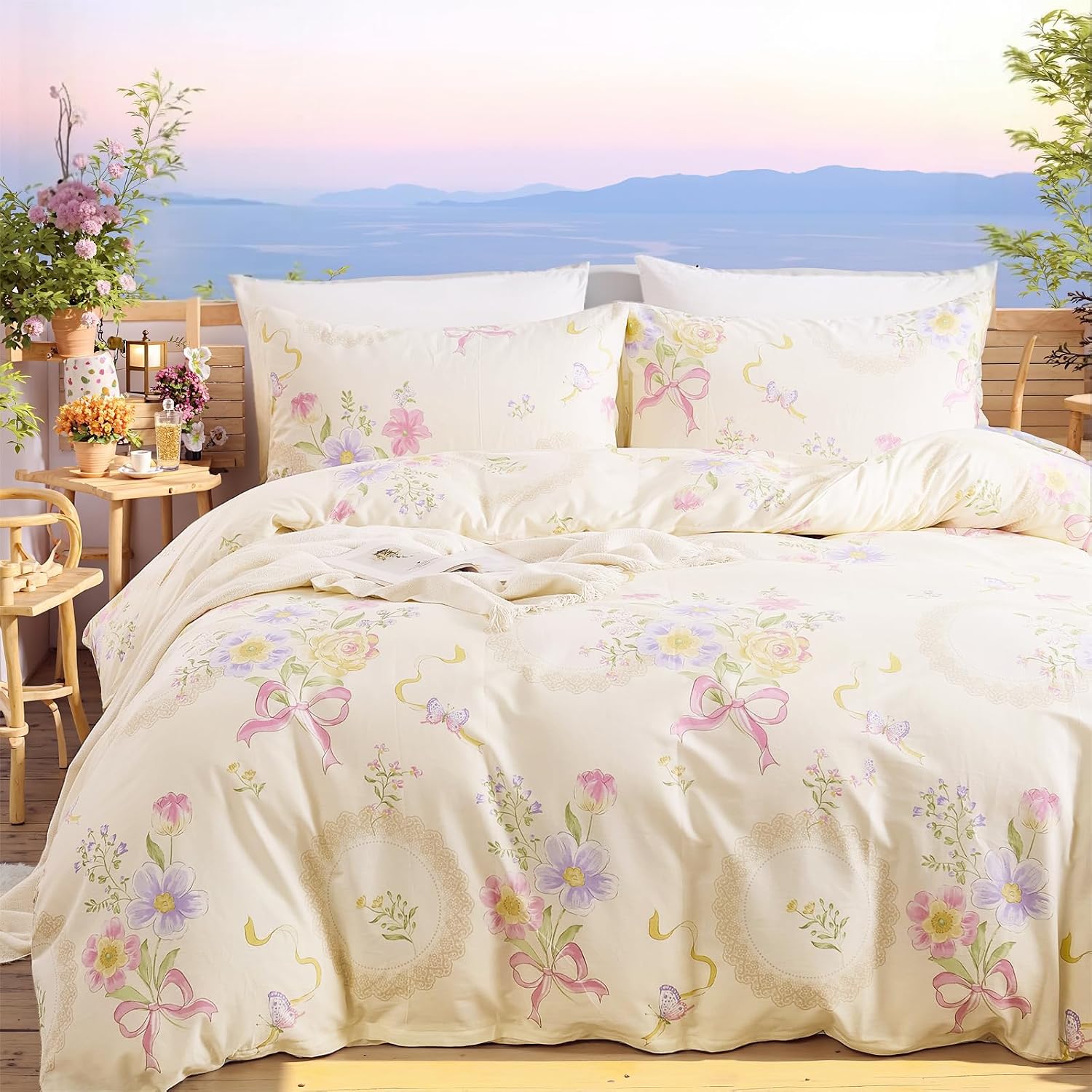 Aesthetic Floral Duvet Cover - Floral Duvet Cover Queen/King Size -