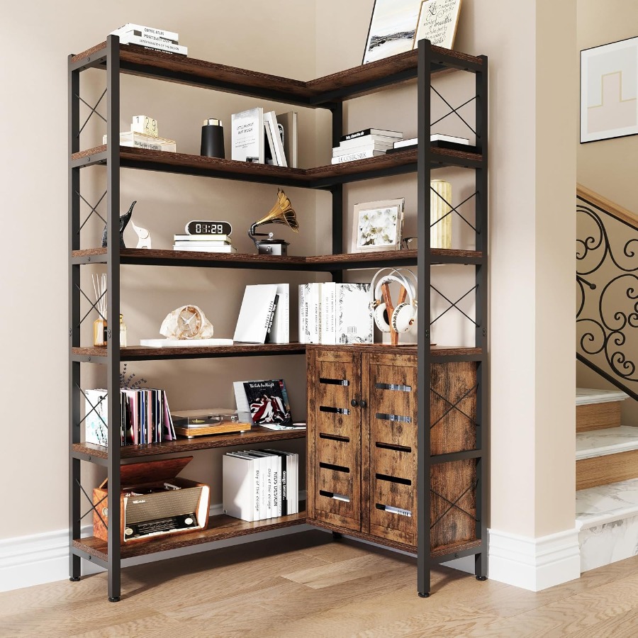 6-Shelf Corner Bookshelf for L - Storage & Organization review and price