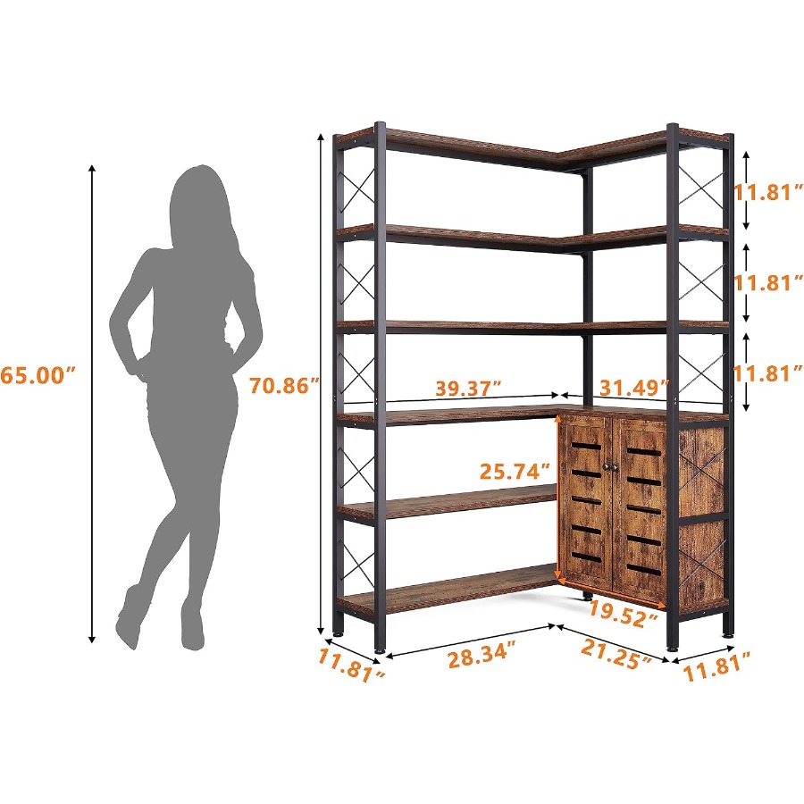 6-Shelf Corner Bookshelf for L - Storage & Organization review and price