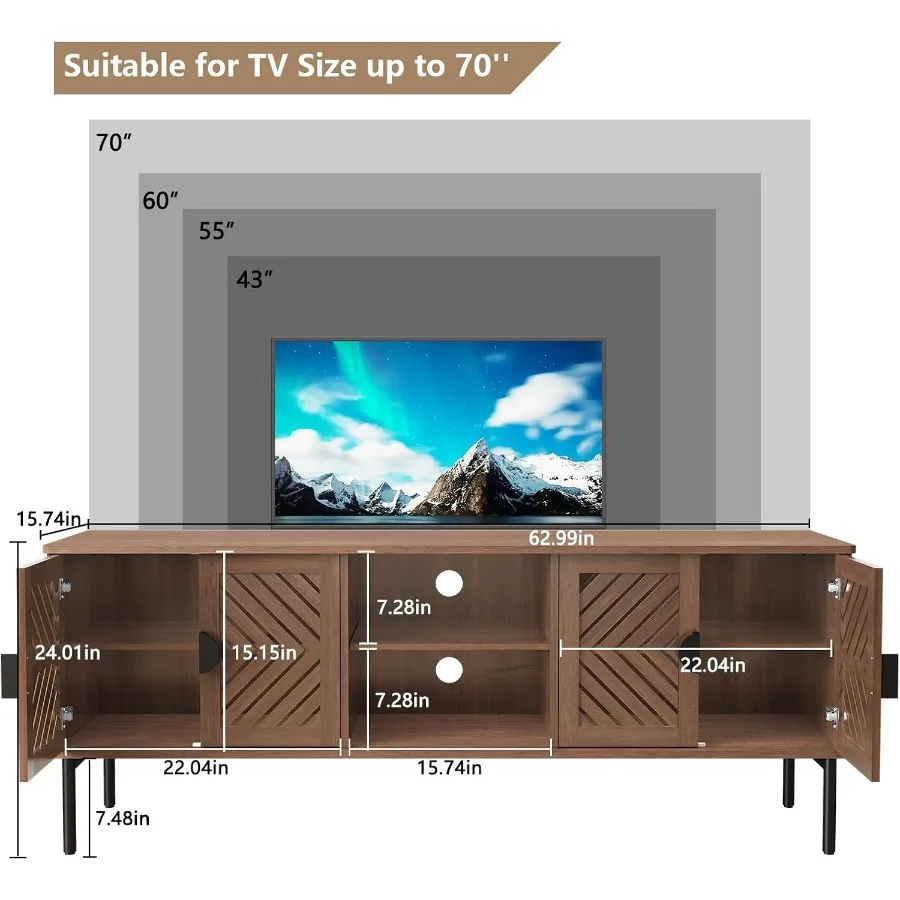 63 TV Stand for Living Room, E - Storage & Organization review and price