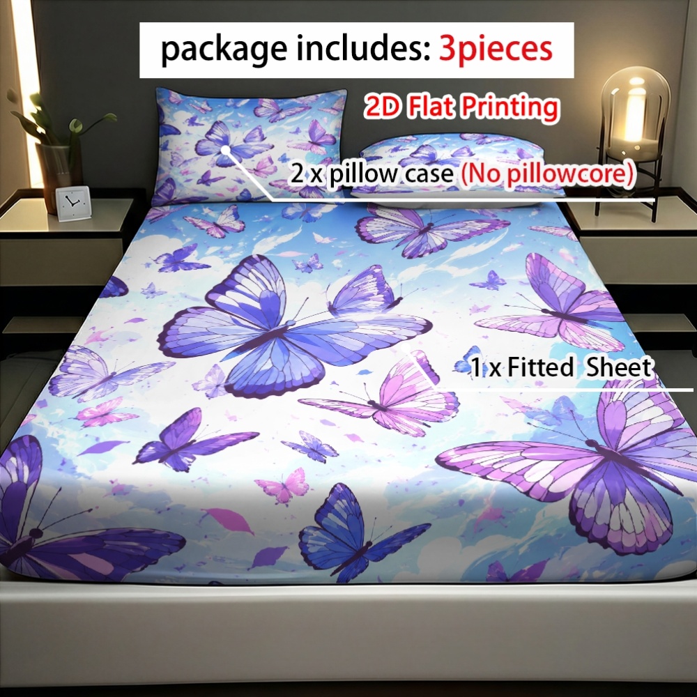 Flat Print Vibrant Purple Butt - Fitted Bed Sheets Deep Pocket review and price